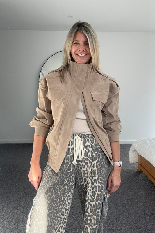 Boston Faux Suede Jacket - Beige