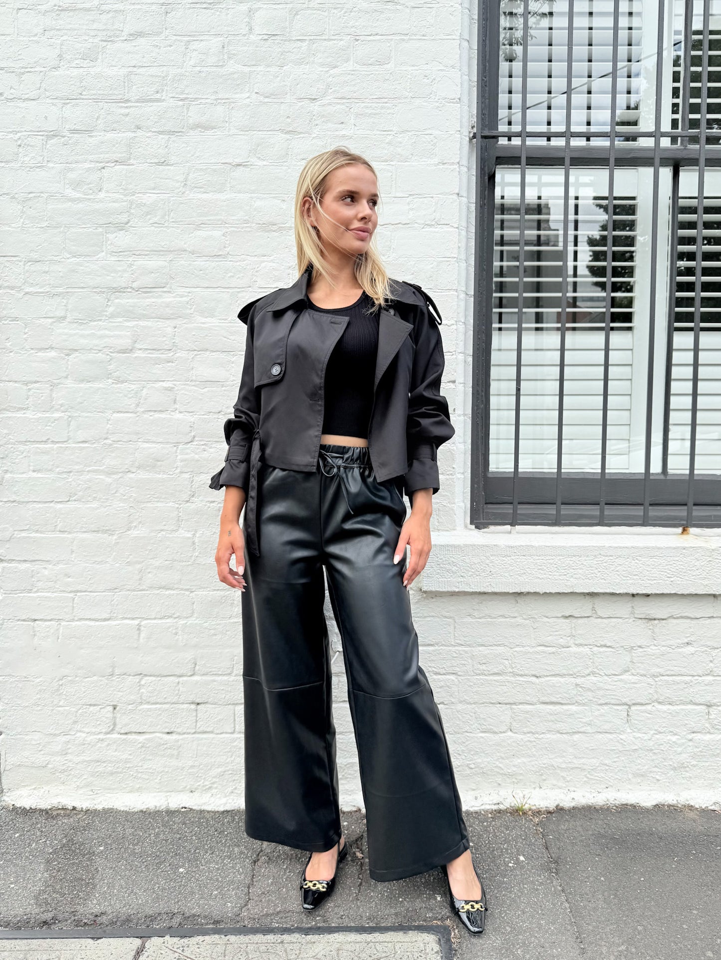Abbey Pleather Pants - Black