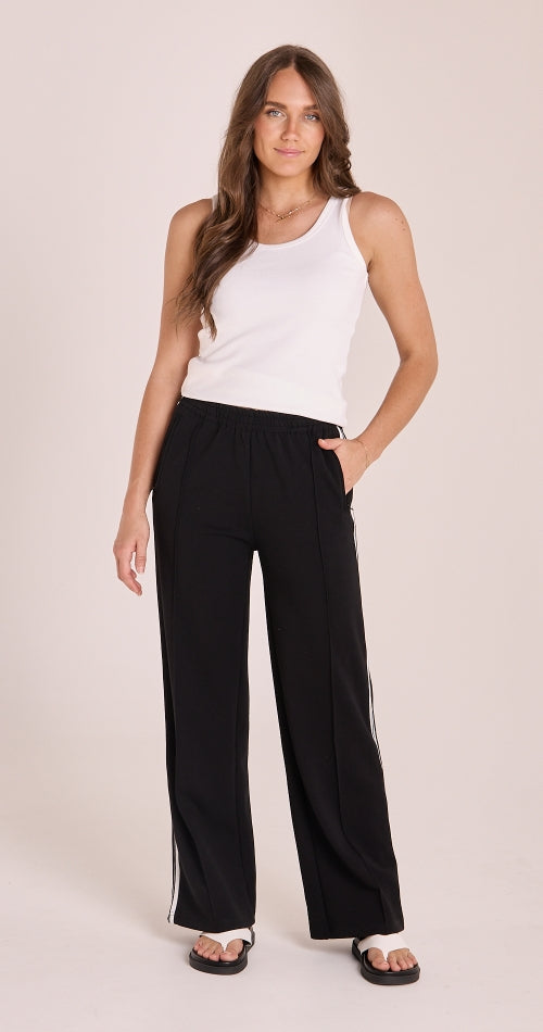 Noah Wide Leg Pants - Black Stripe