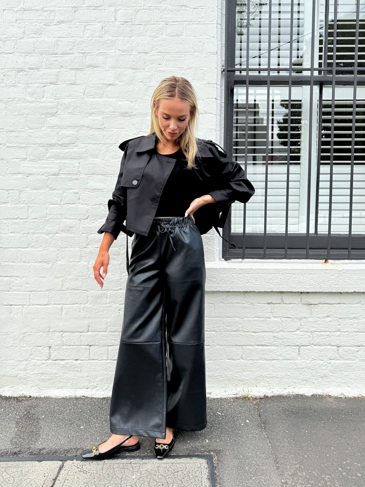 Abbey Pleather Pants - Black