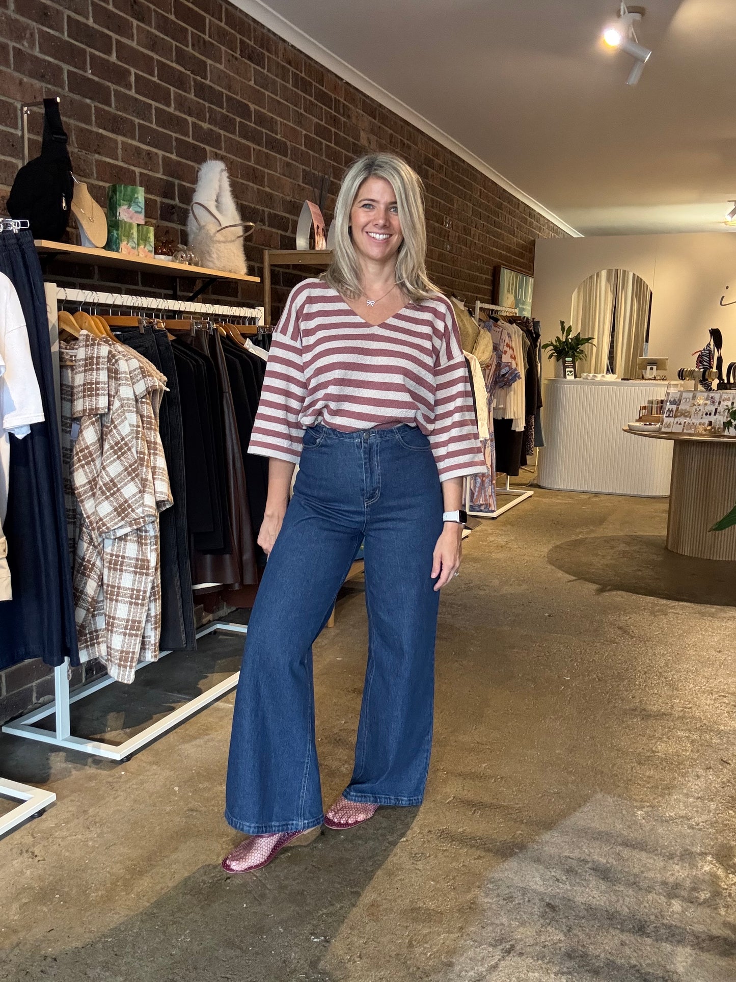 Brooklyn Stripe Top - Mulberry