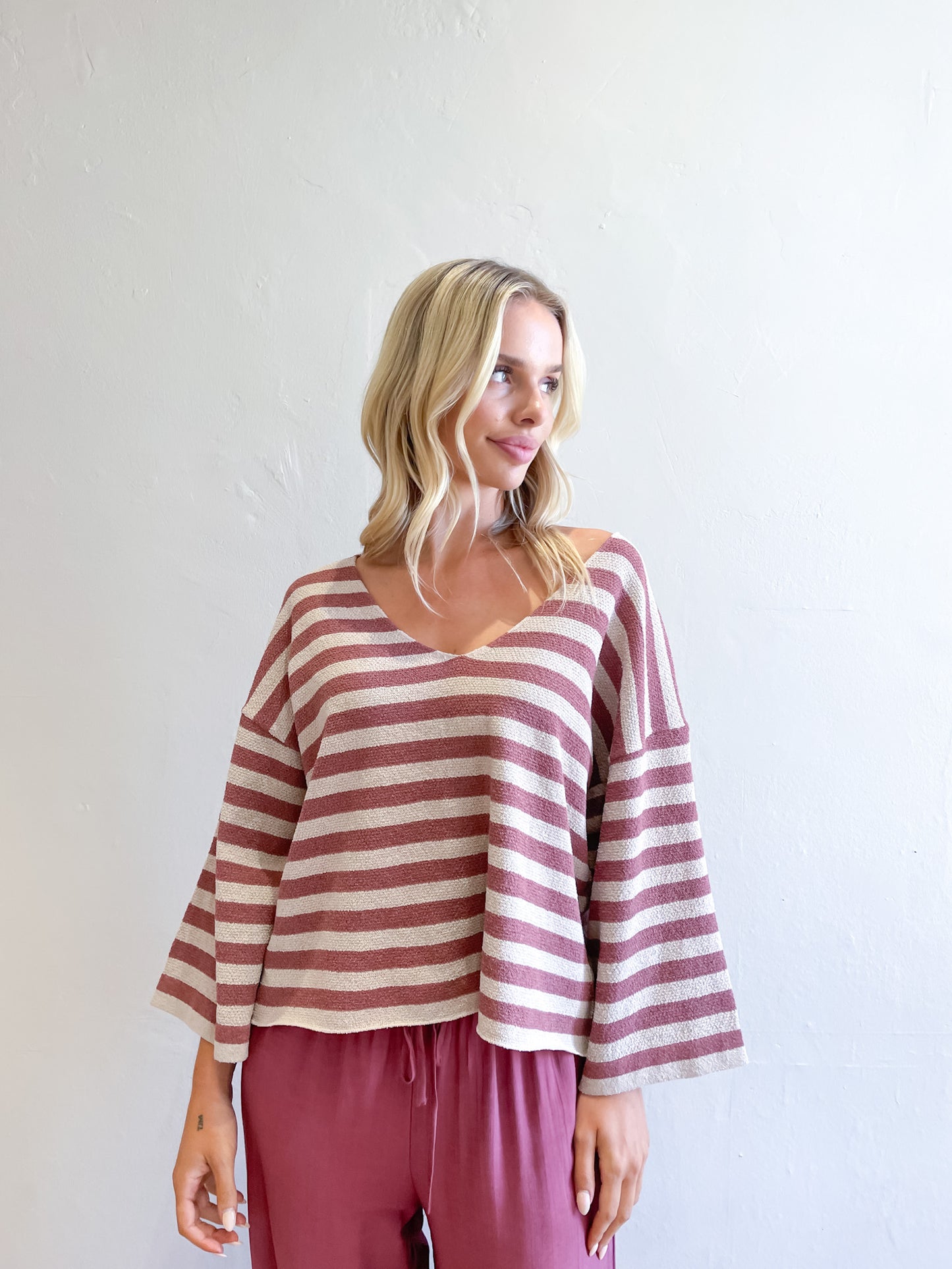 Brooklyn Stripe Top - Mulberry