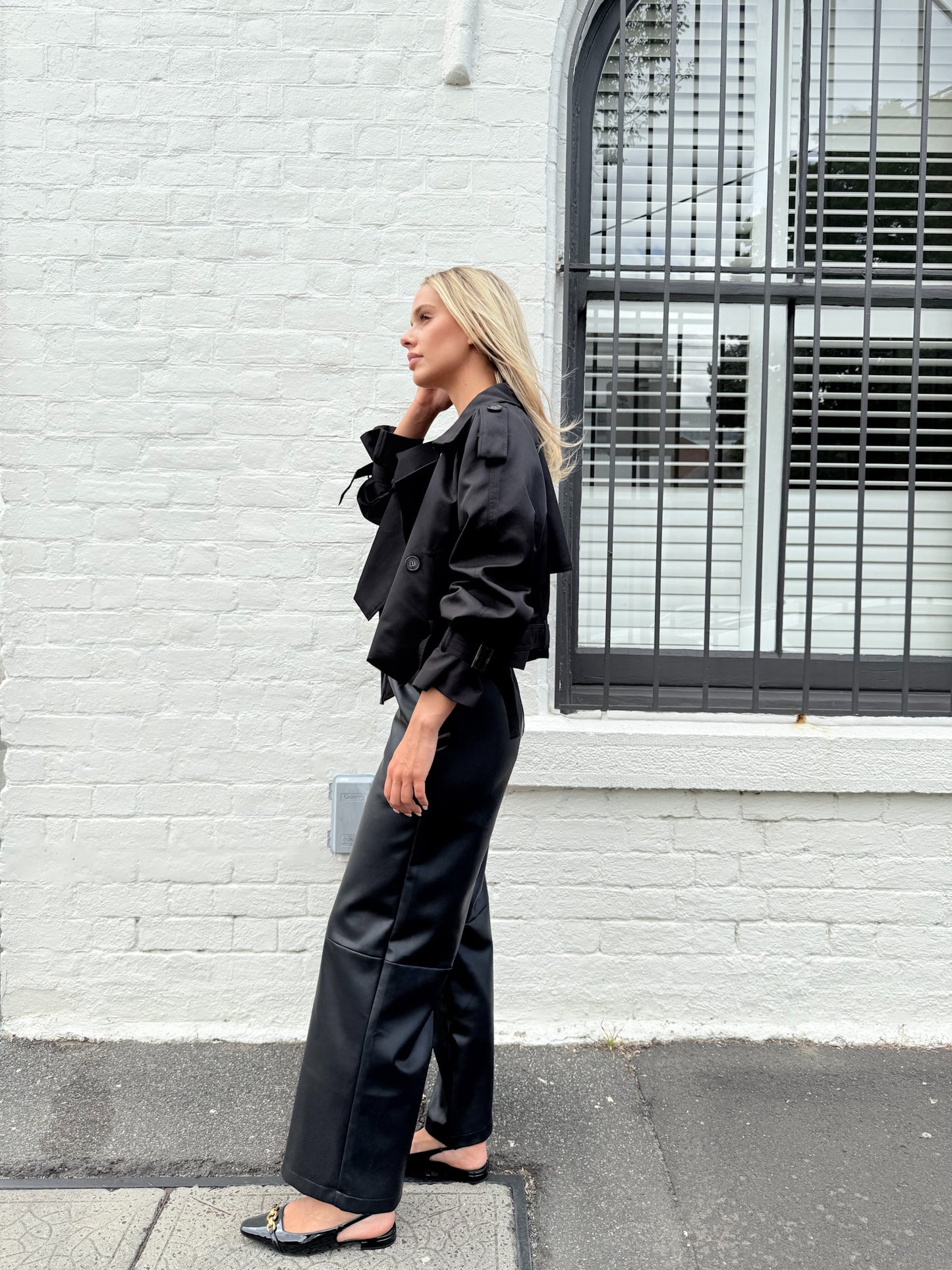 Abbey Pleather Pants - Black