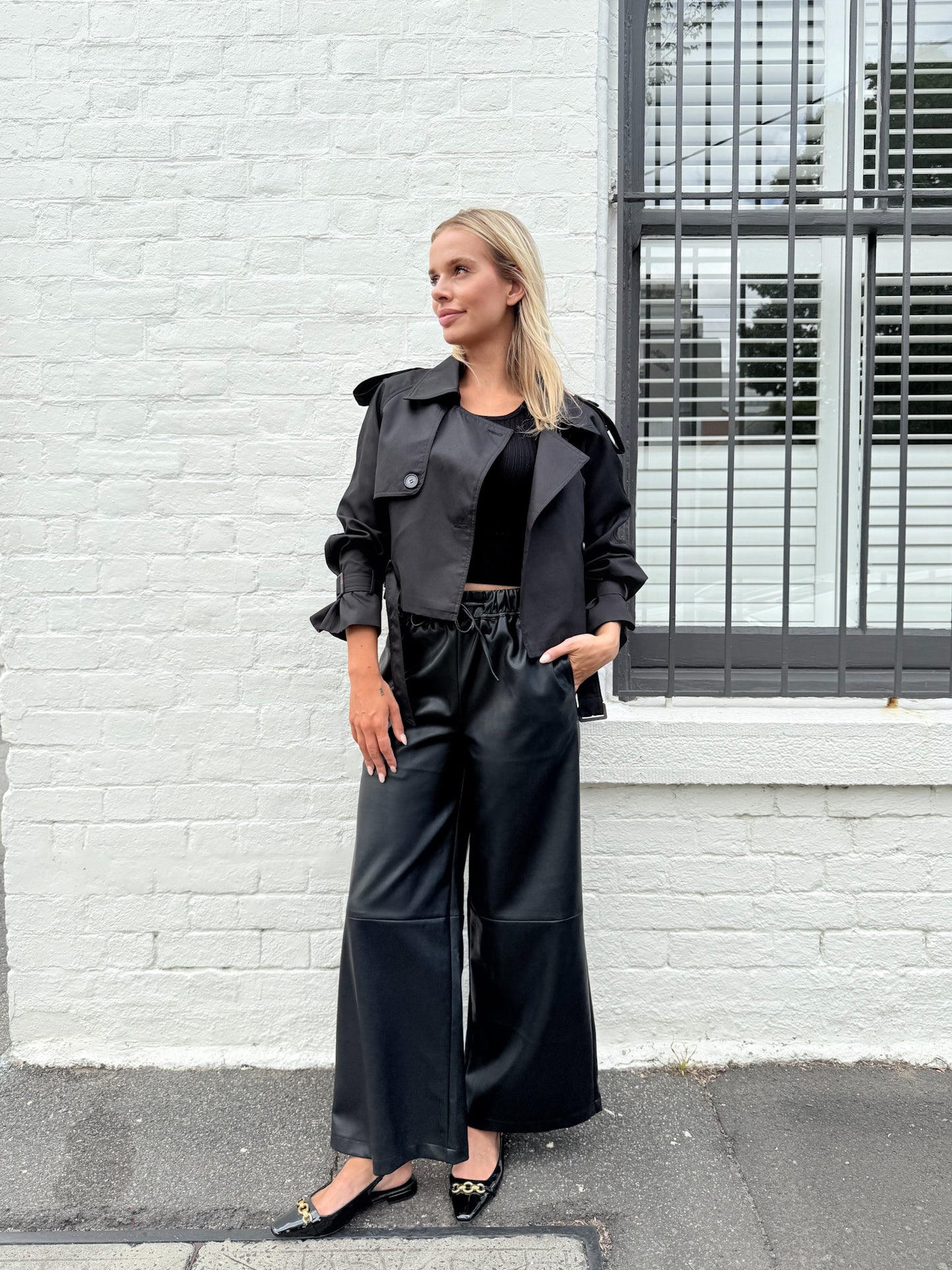 Abbey Pleather Pants - Black