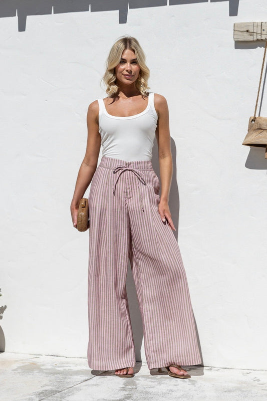 Charlie Striped Pant - Blush/Mocha