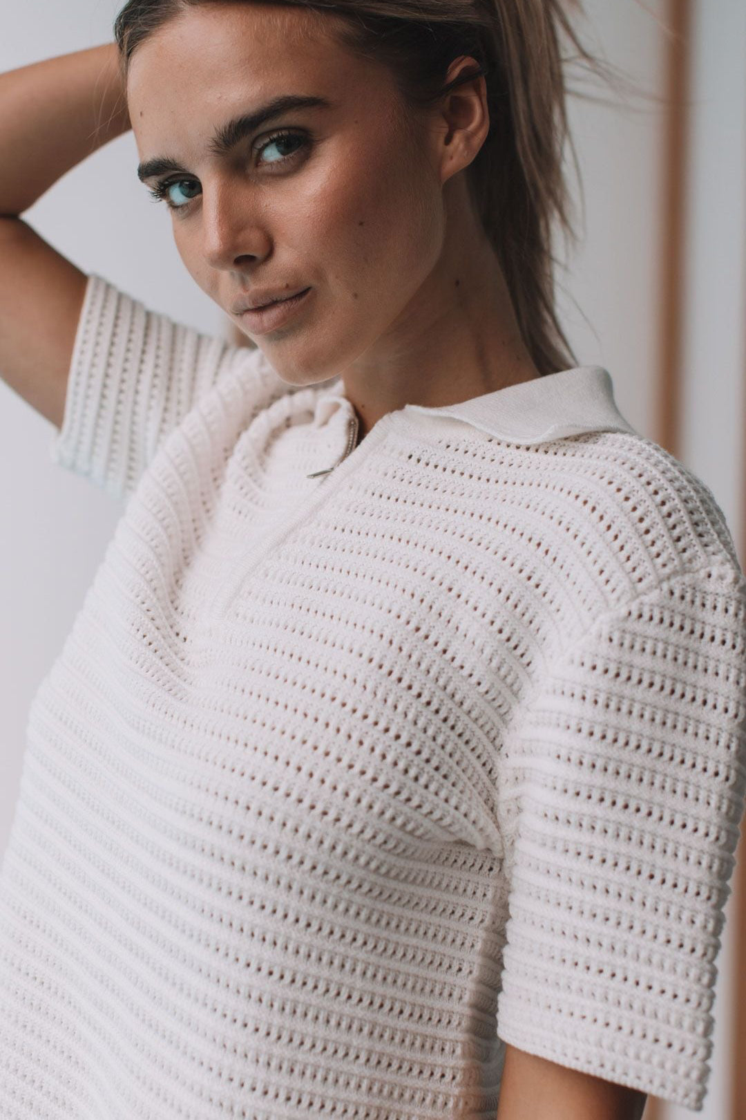 andmary Connie one shoulder set up beige ANDMARY】Connie knit tops