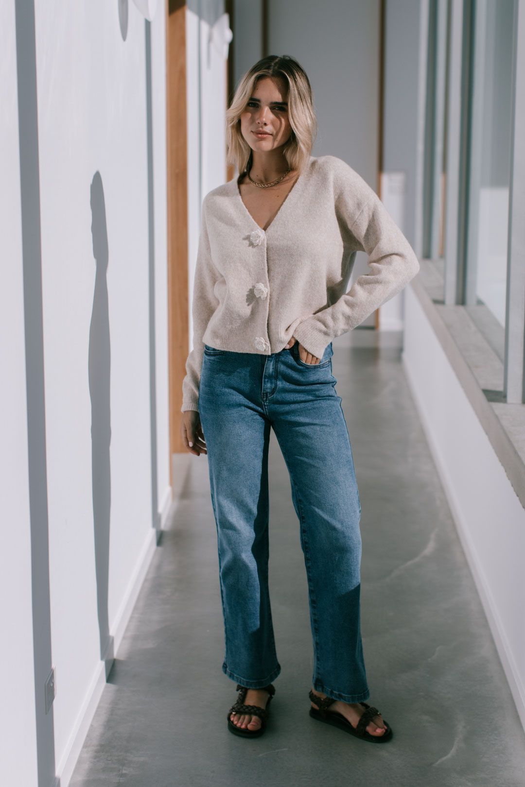 Harlow Flower Button Cardigan