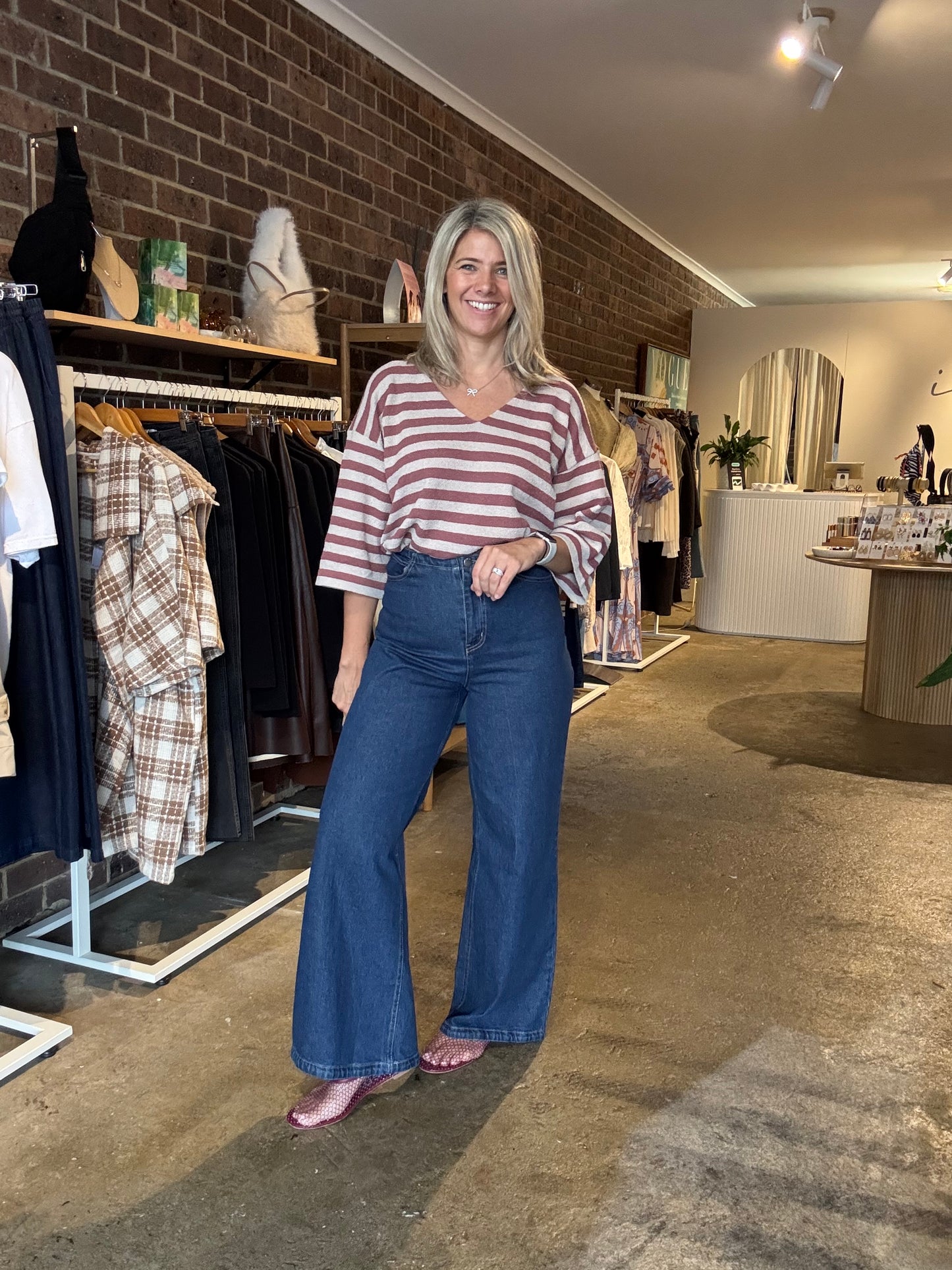 Brooklyn Stripe Top - Mulberry