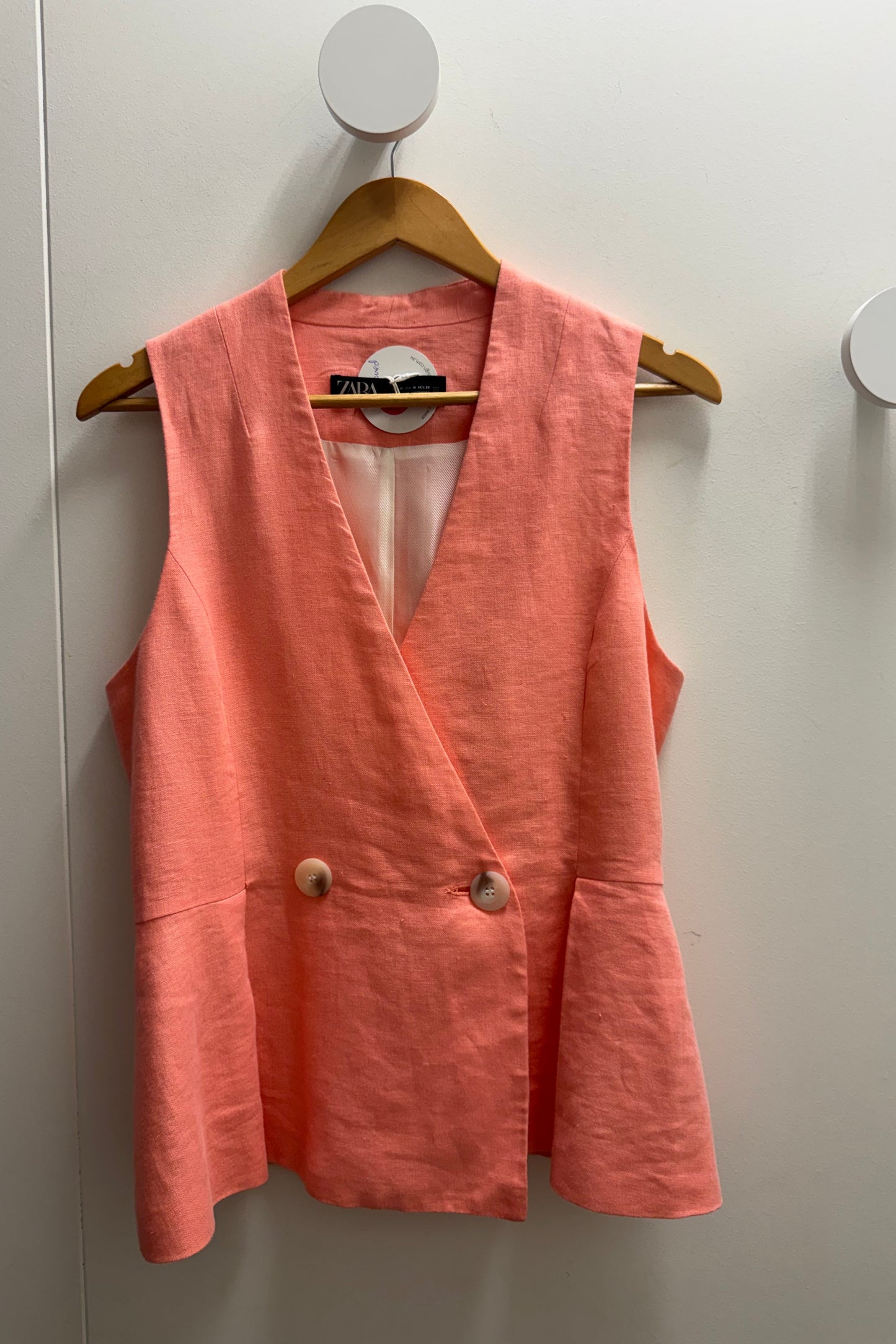 Zara Linen Vest - Peach