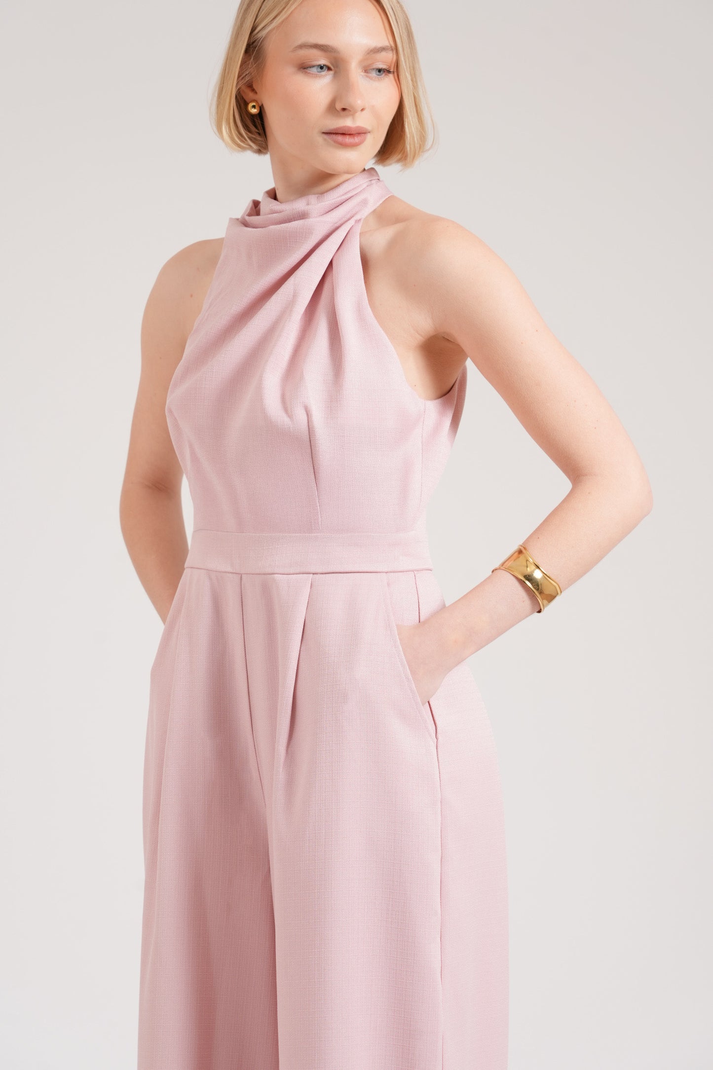 Marcella Halter Neck Jumpsuit - Baby Pink