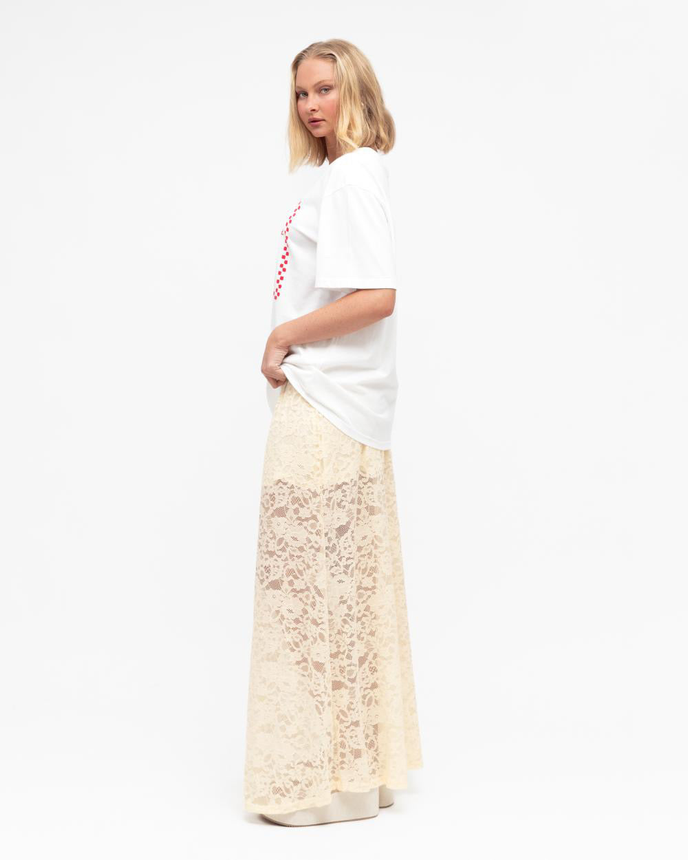 Frilly Lace Skirt - Cream