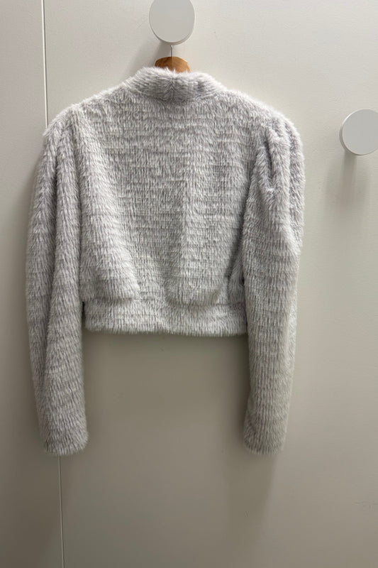 Sheike Fluffy Knit Jacket - Silver