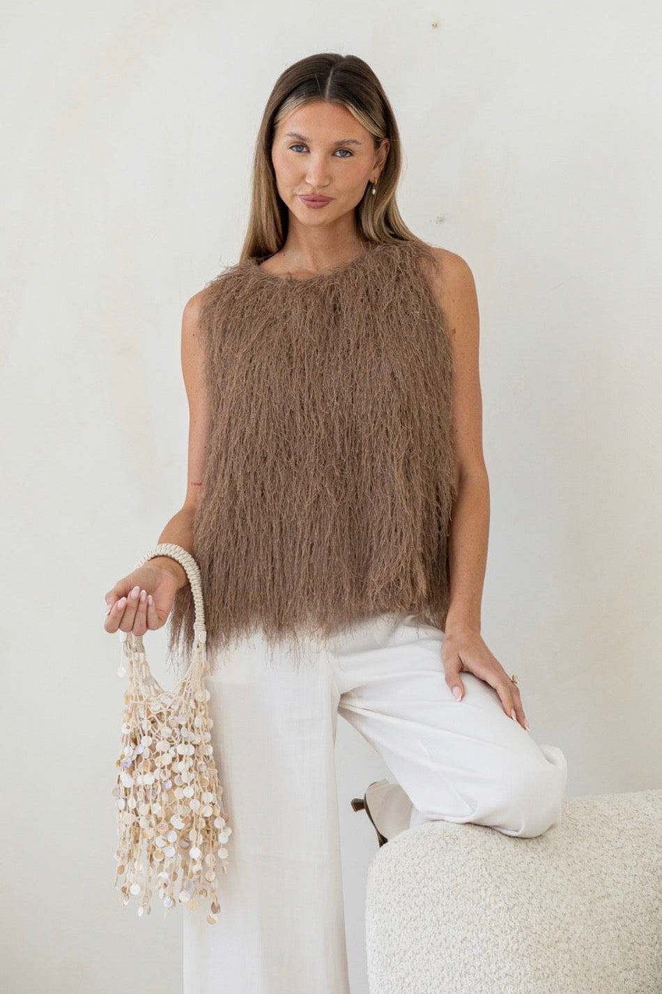 Gita Eyelash Top - Fawn