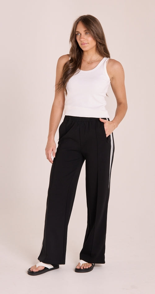 Noah Wide Leg Pants - Black Stripe