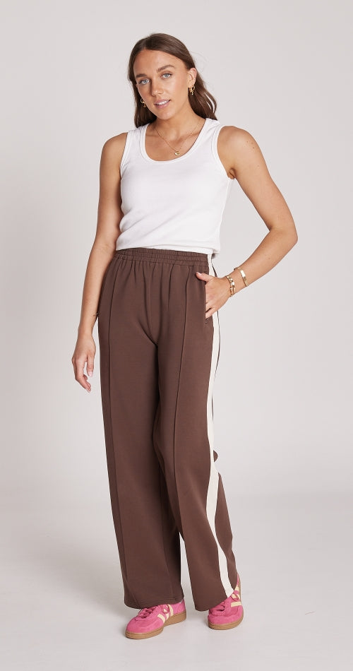 Noah Wide Pant - Chocolate Cream Stripe