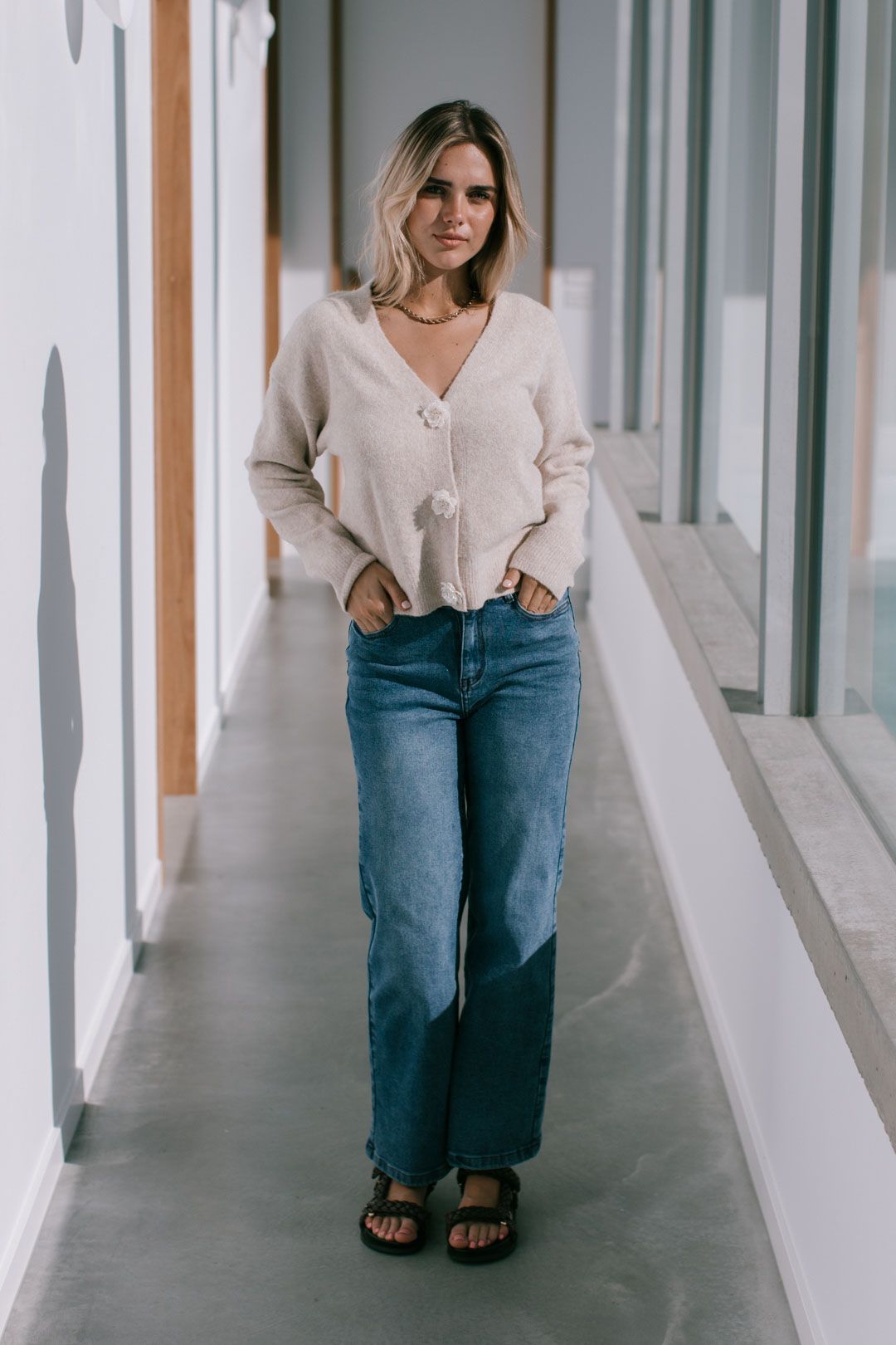Harlow Flower Button Cardigan