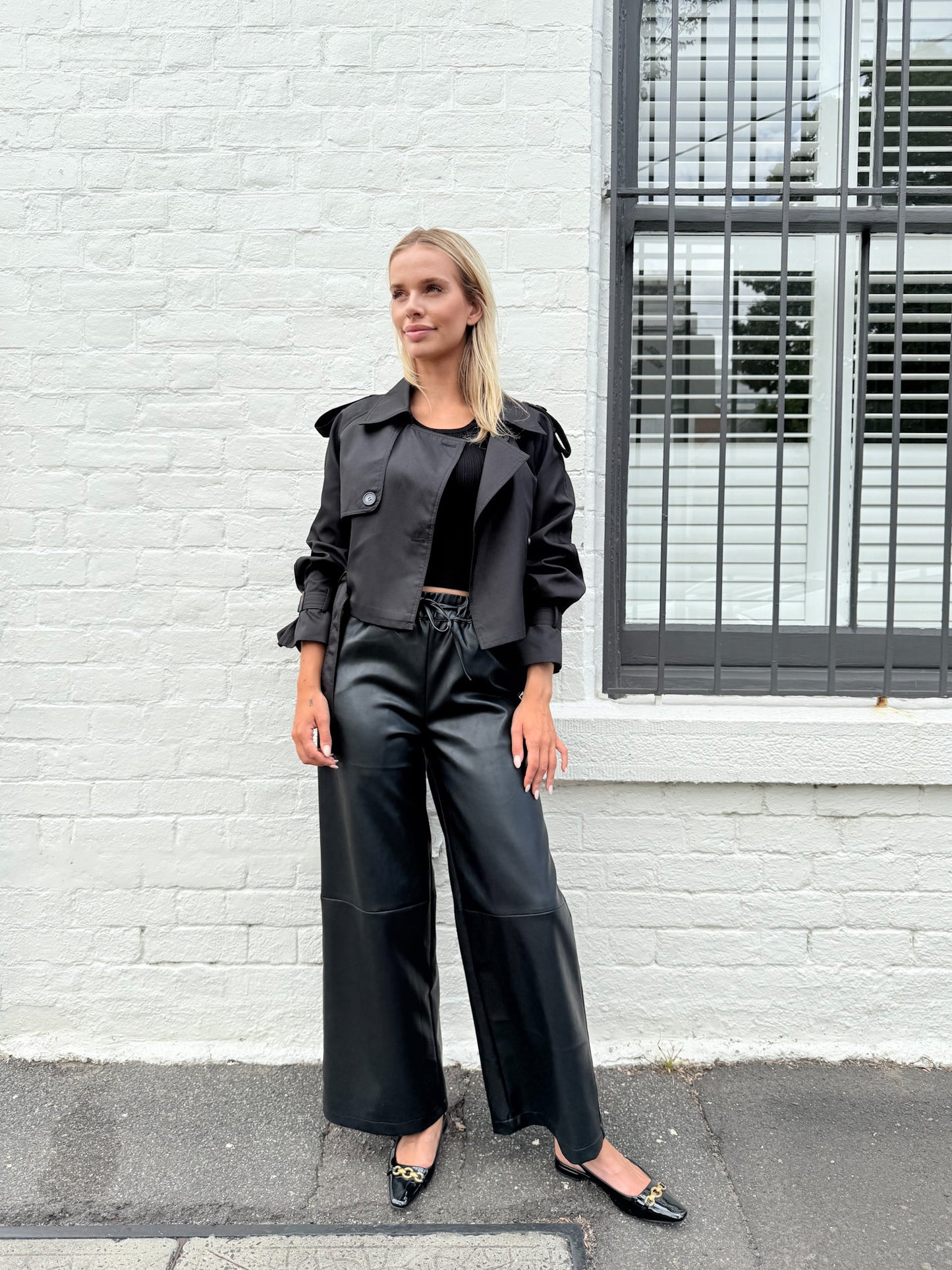 Abbey Pleather Pants - Black