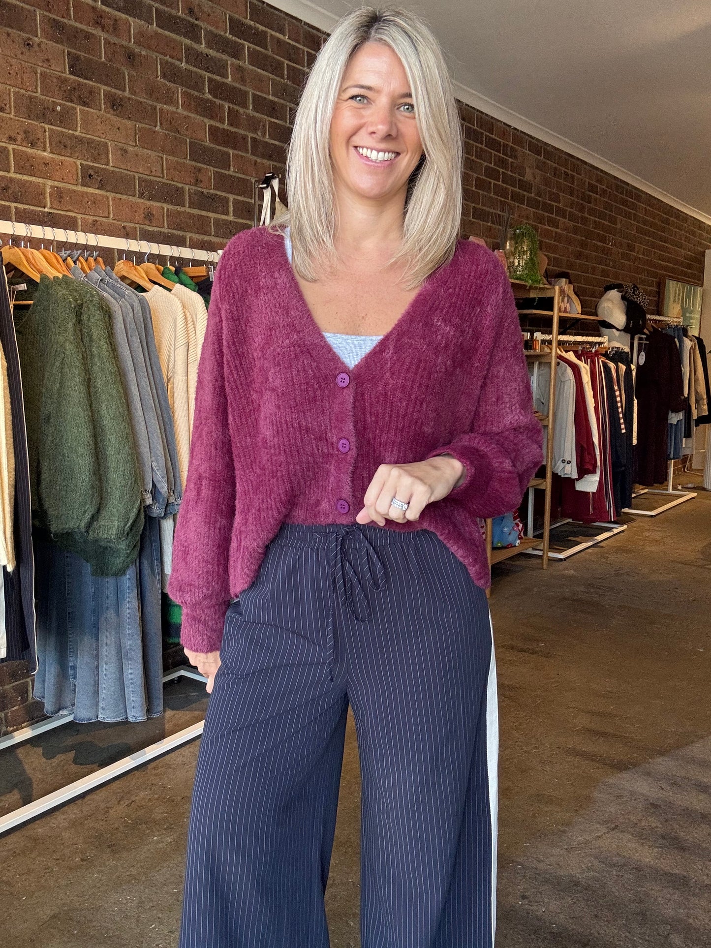 Desiree Fluffy Knit - Crimson