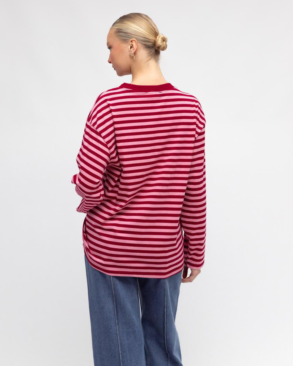 Maddie Long Sleeve Tee - Pink/Red