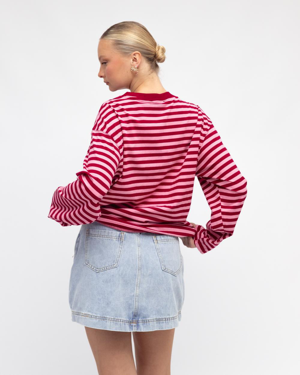 Maddie Long Sleeve Tee - Pink/Red