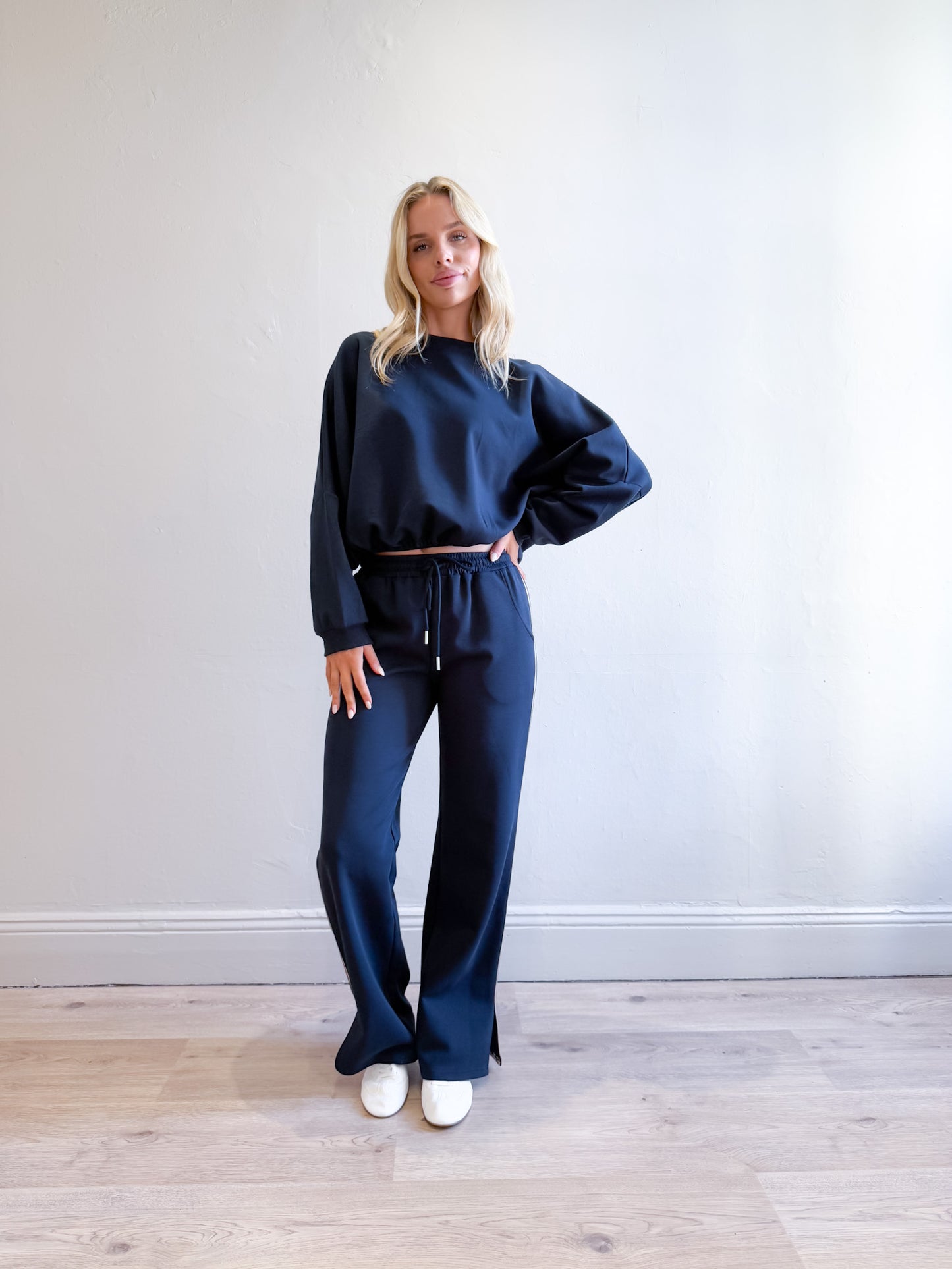 Niki Webbing Sweater - Navy