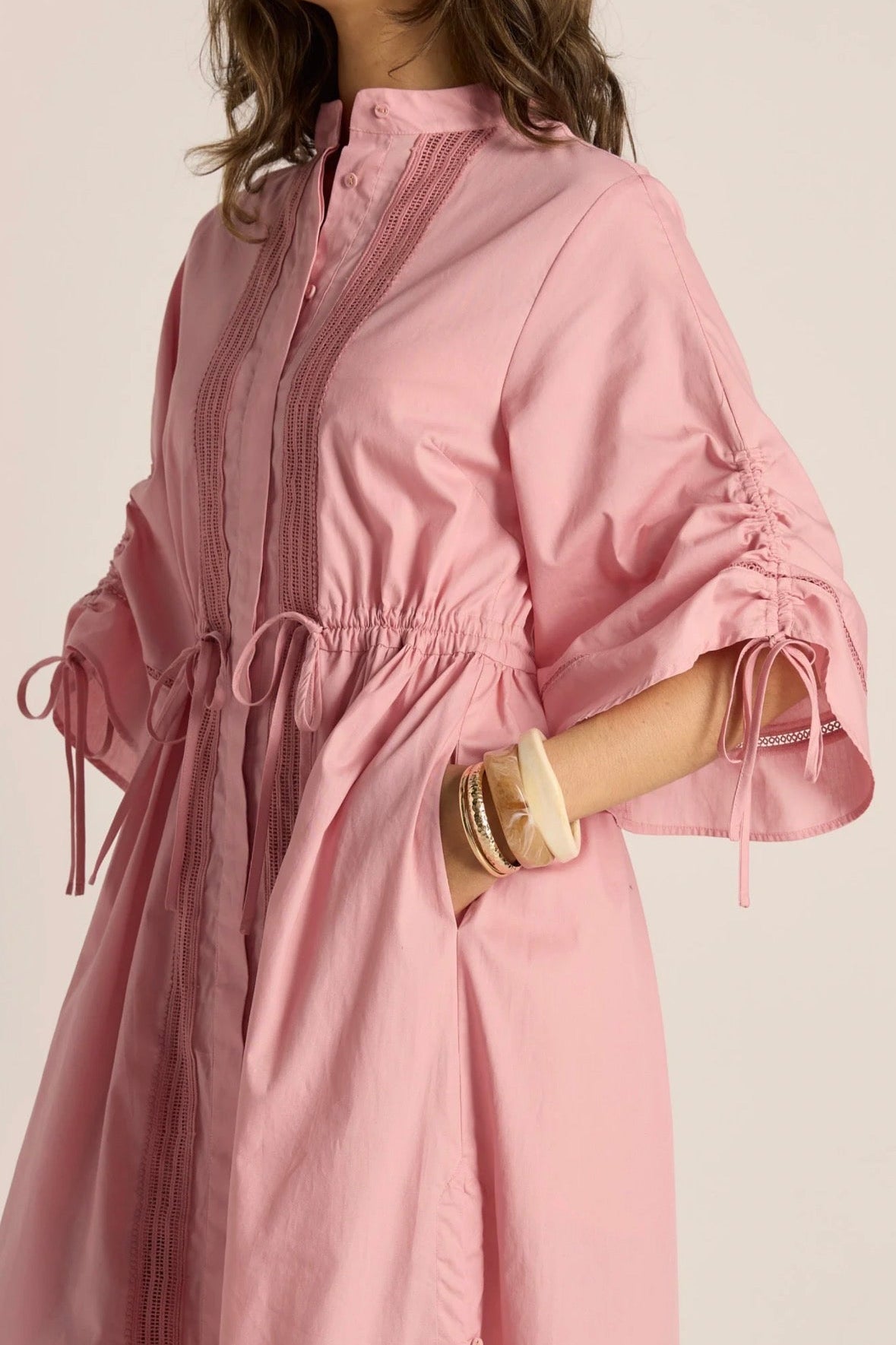 Etta Lace Detail Dress - Dusty Rose