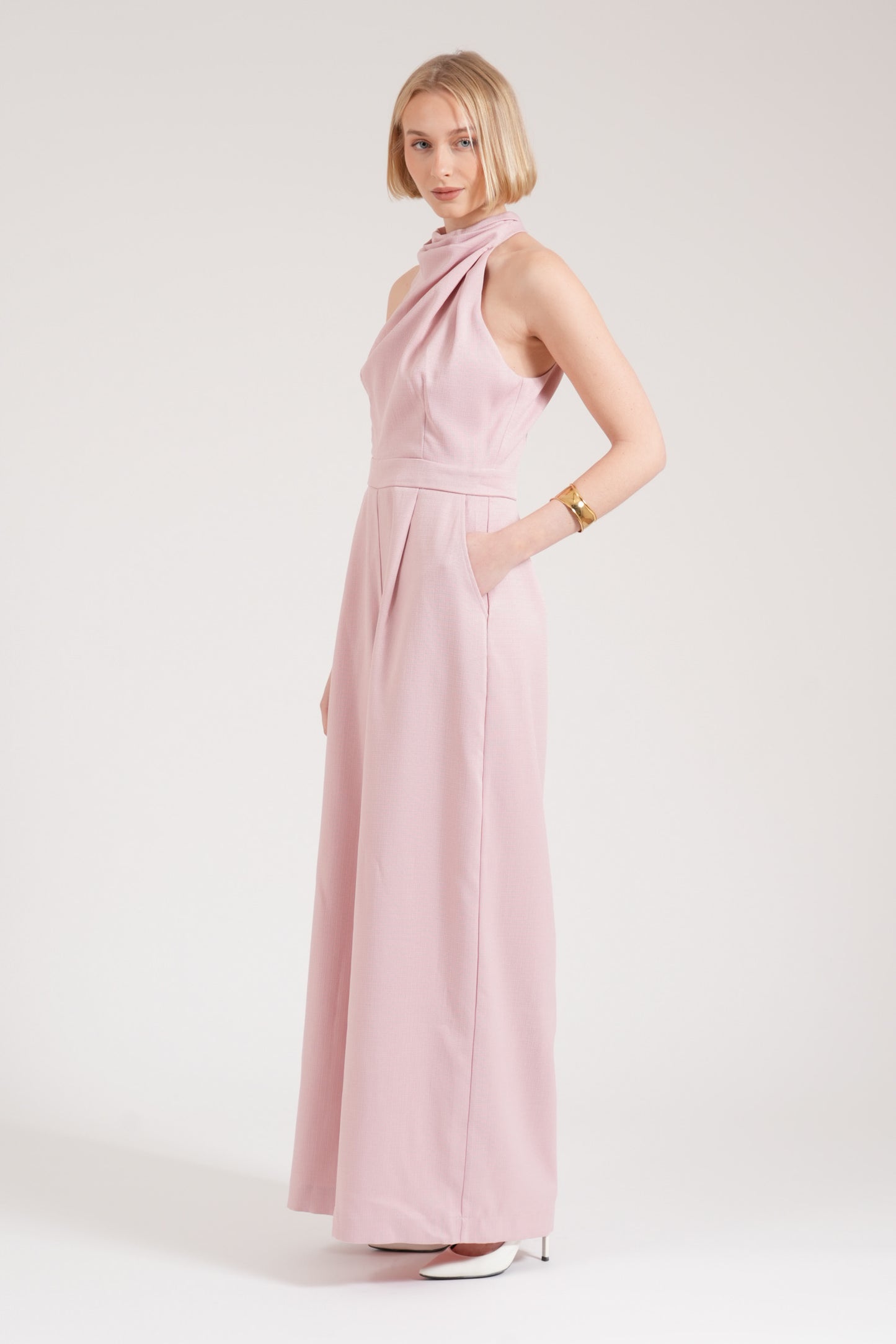 Marcella Halter Neck Jumpsuit - Baby Pink