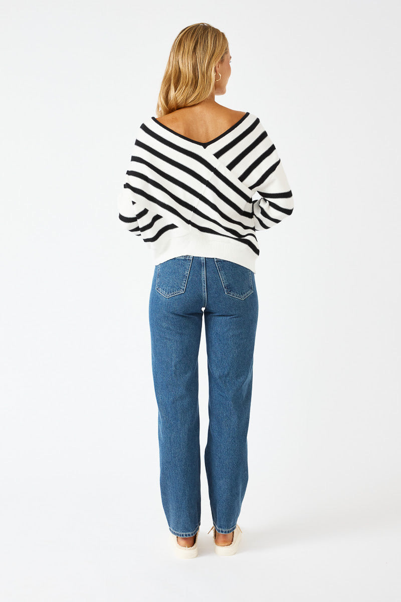 Maisie Top - Black & White Stripe