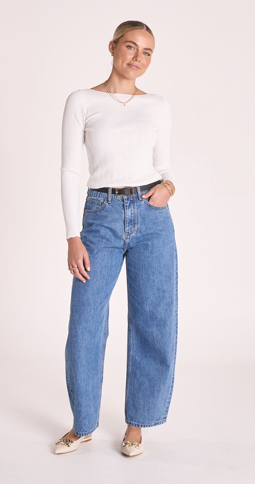 Lola Barrel Leg Jeans - Deep Blue