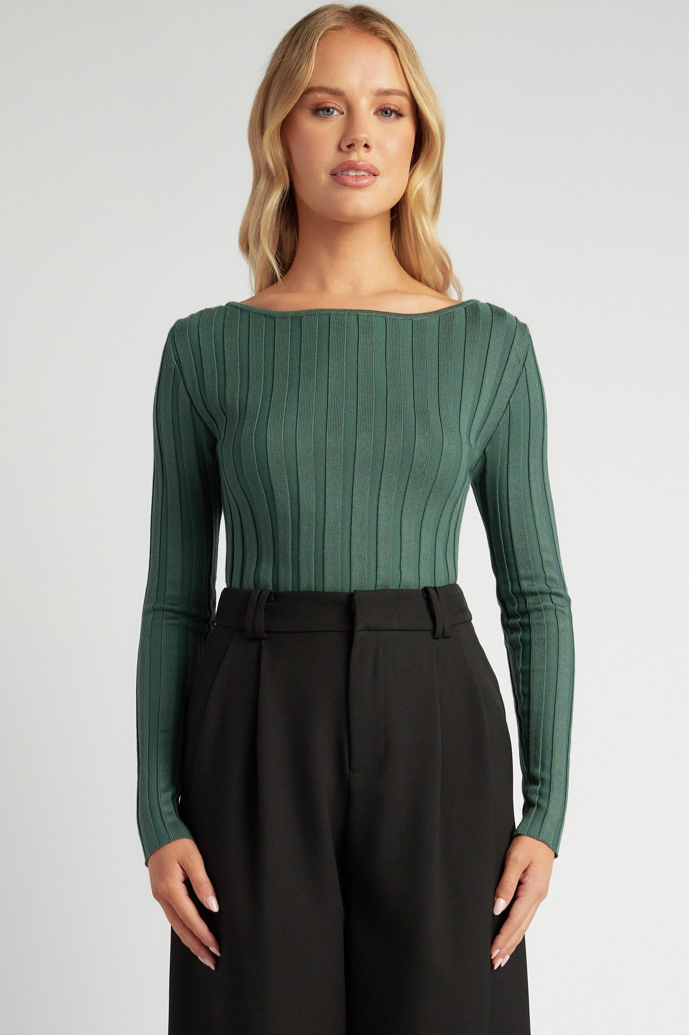 Annie Wide Rib Knit - Green