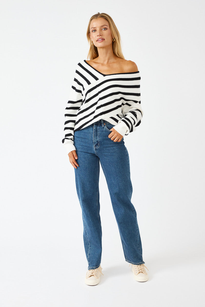 Maisie Top - Black & White Stripe