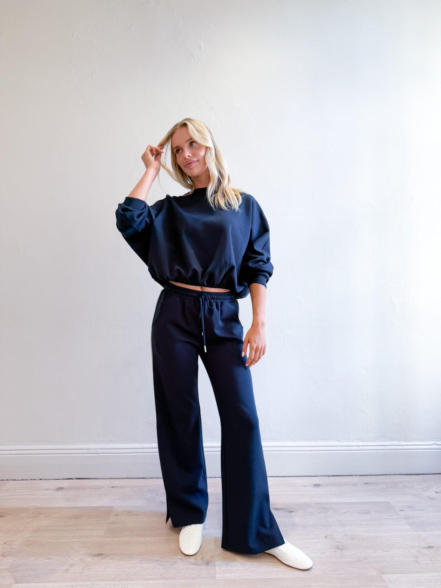 Niki Webbing Sweater - Navy