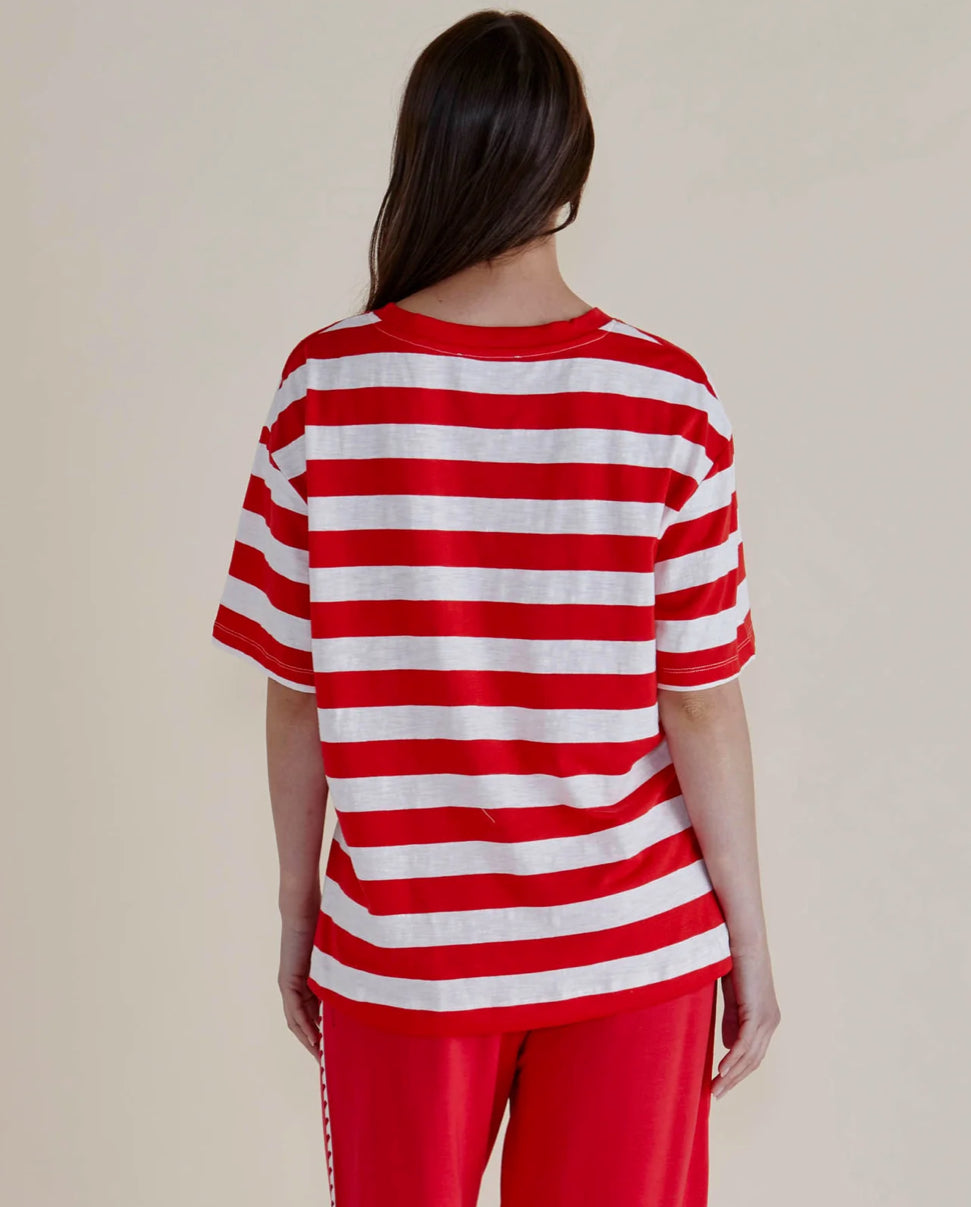Relax Boxy Tee - Red Stripe