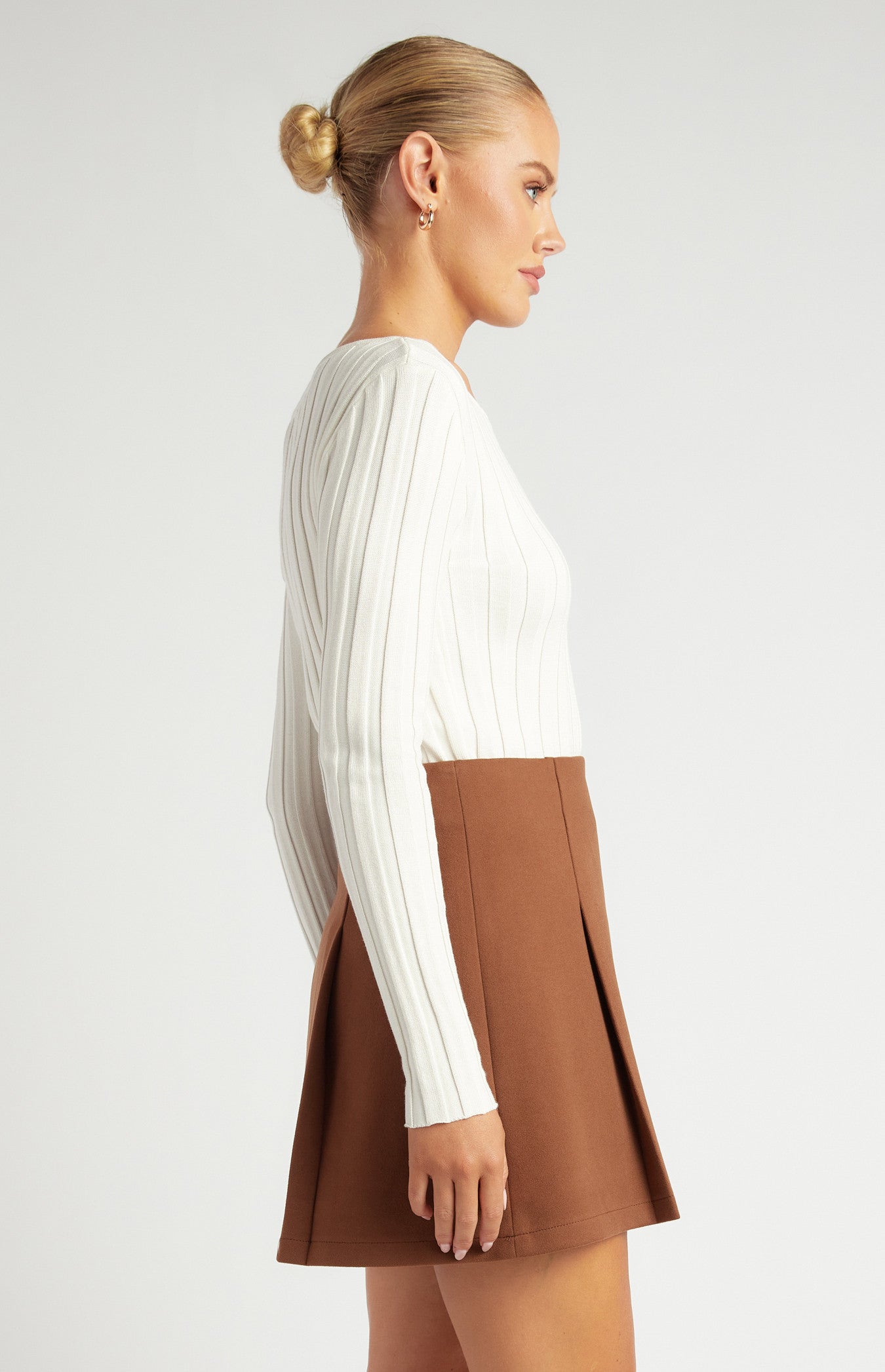 Annie Wide Rib Knit - White