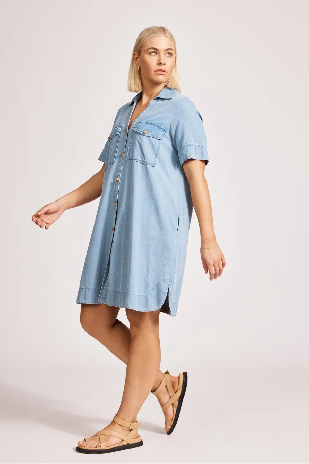 Melenia Denim Shirt Dress - Denim