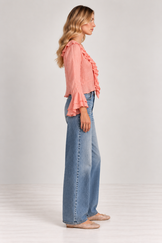 Orlando Ruffle Shirt - Peach