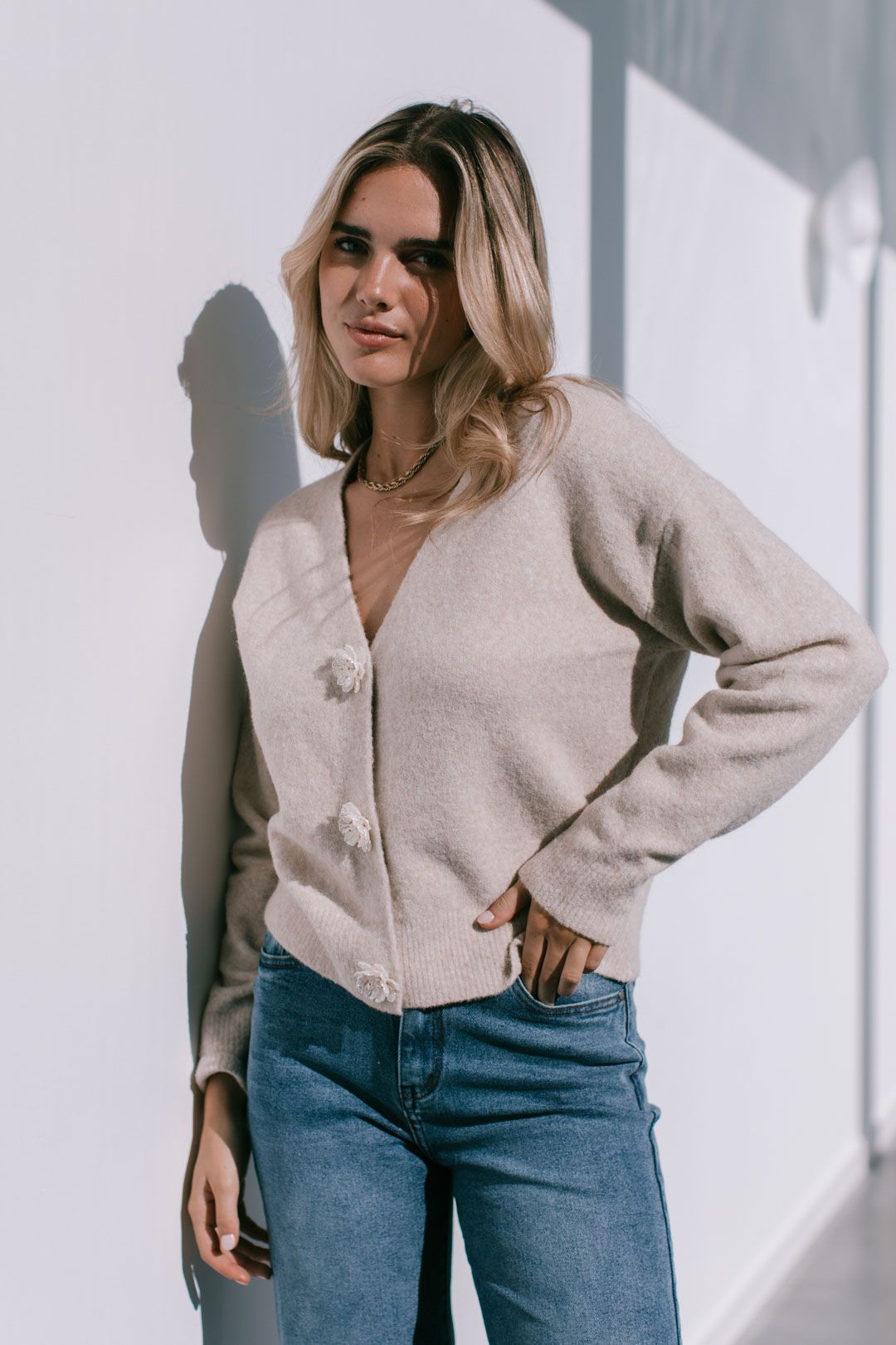 Harlow Flower Button Cardigan