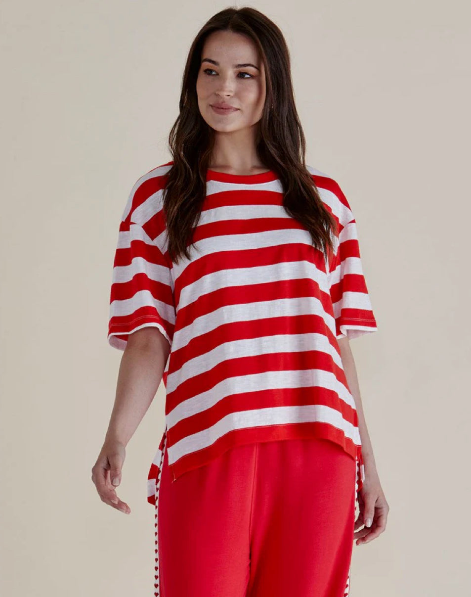 Relax Boxy Tee - Red Stripe