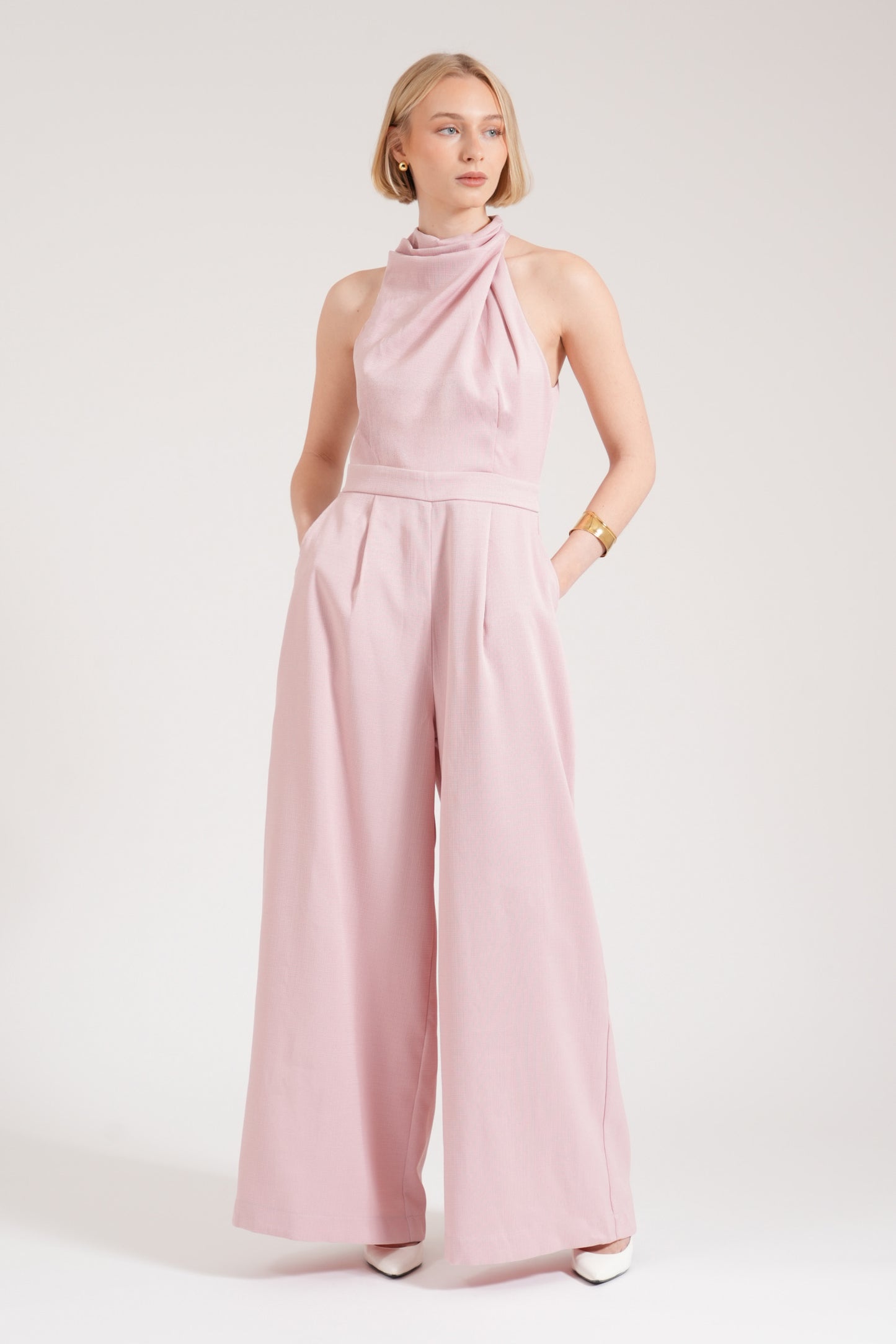 Marcella Halter Neck Jumpsuit - Baby Pink