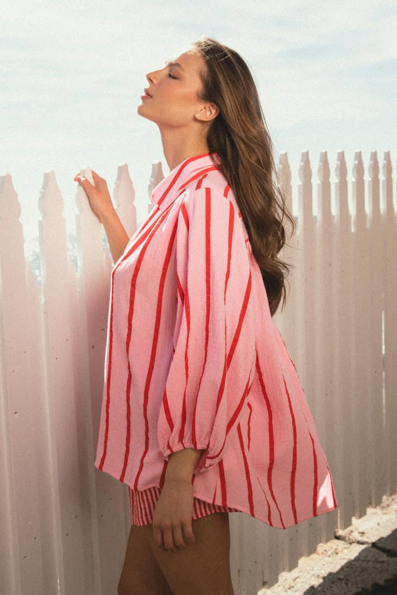Rory Shirt - Pink/ Red Stripe