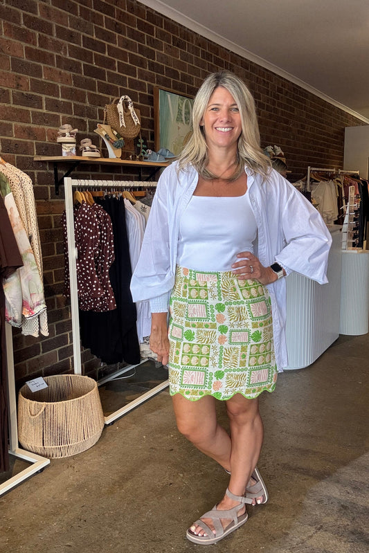 Emmett Scallop Skirt - Green Shell Patchwork