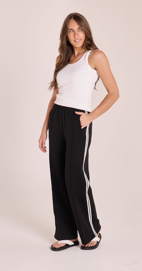 Noah Wide Leg Pants - Black Stripe