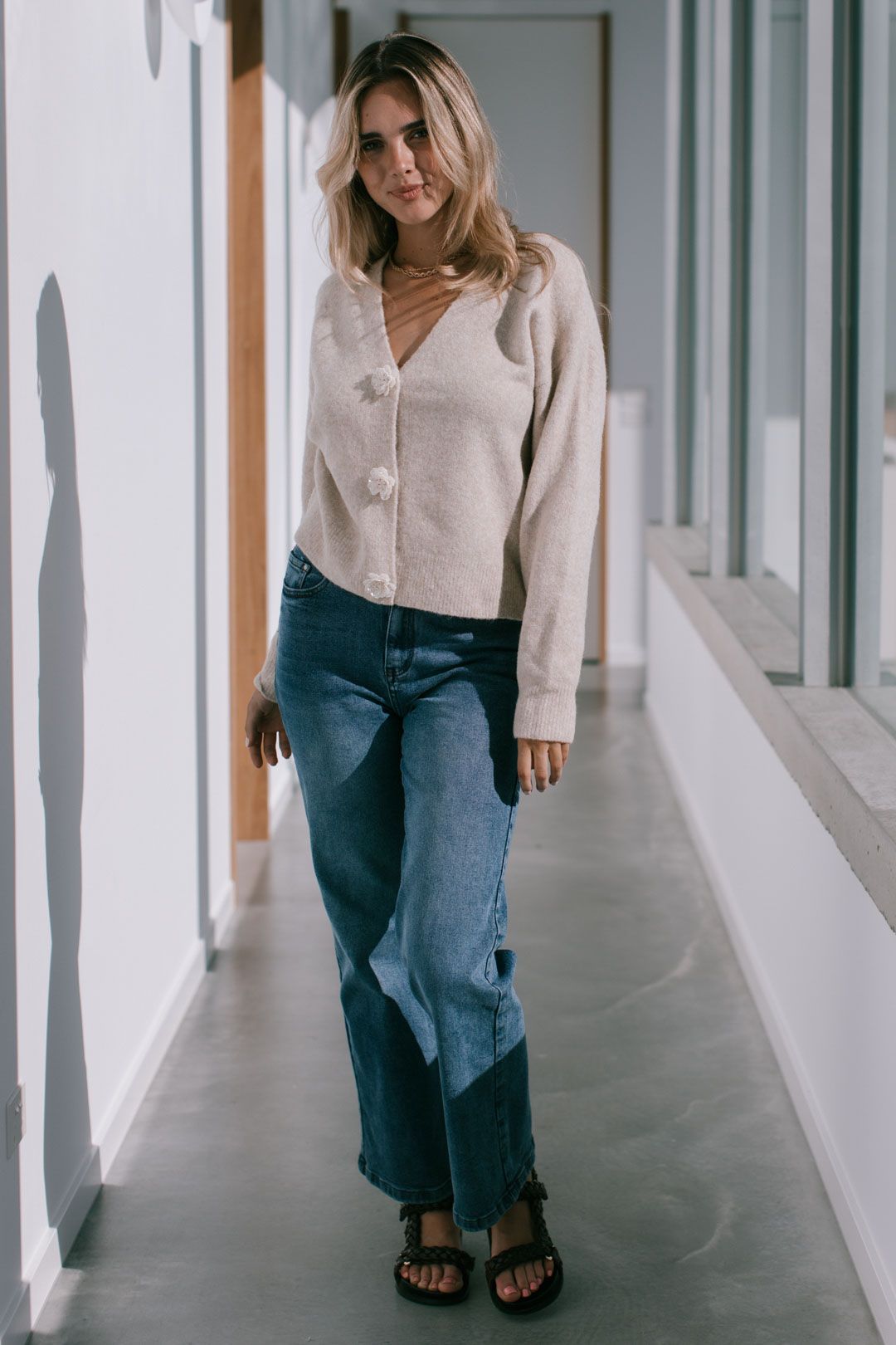 Harlow Flower Button Cardigan