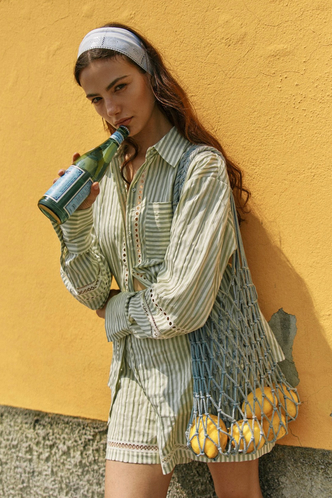 Nerida Trim Shirt - Olive Cream Stripe