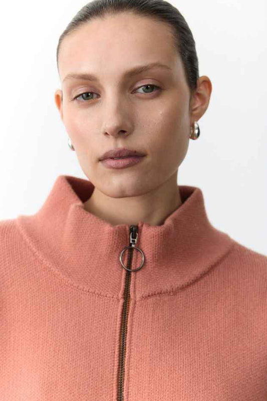 Jax Zip Cardigan - Salmon