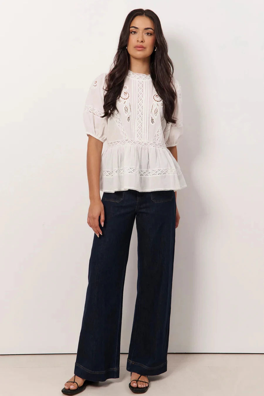 Ophelia Boho Peplum Top - White