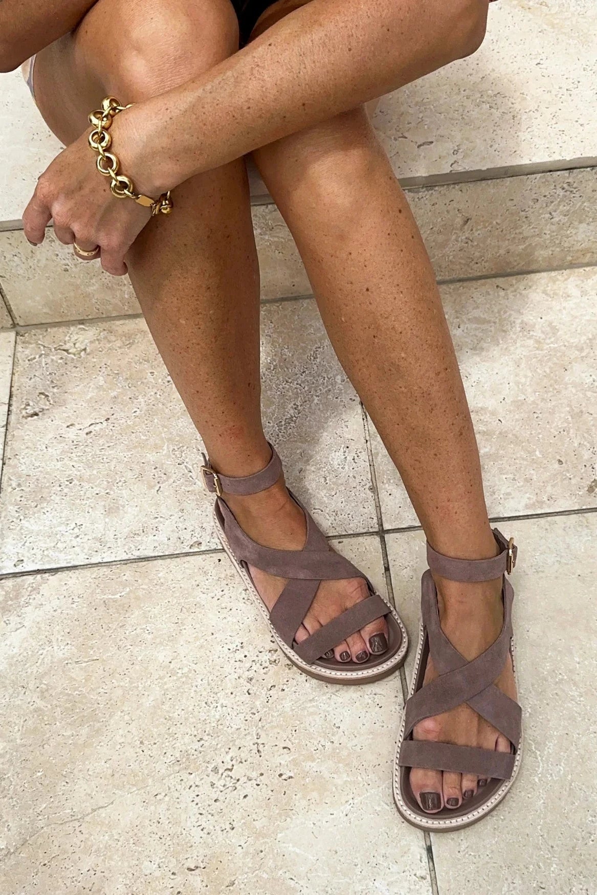 Pilar Leather Sandal - Cocoa Suede