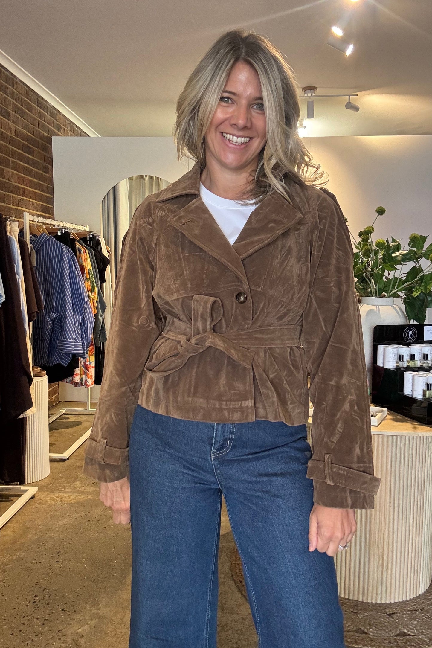 Houston Suede Look Jacket - Almond