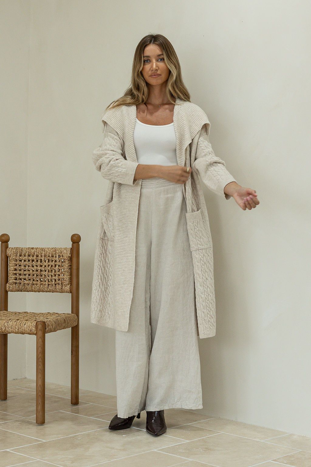 Sadler Cable Cardigan - Latte