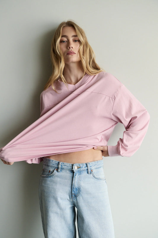 Isola V-Neck L/Sleeve Top - Dusty Rose